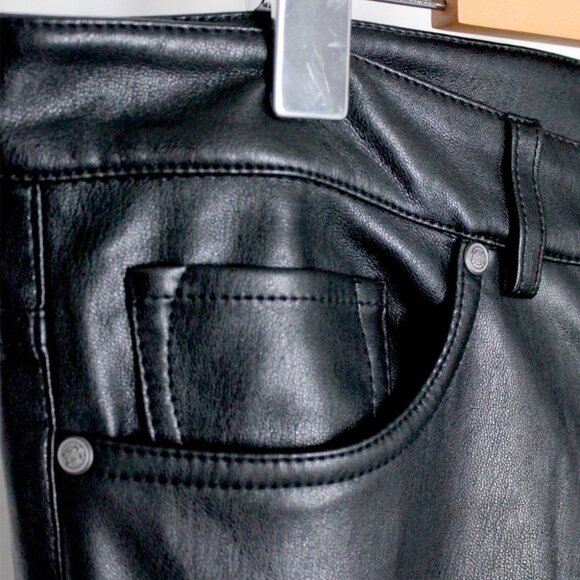 Riani Designer Black Faux Leather Pants Size 12 - Picture 11 of 15